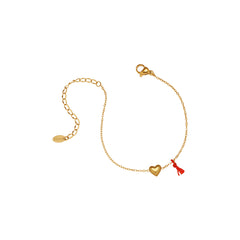 Brățara „Amor Auriu” cu Inimioară și Talisman Roșu - Sentimente Gravate