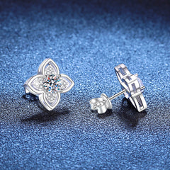 Cercei Argint Floare de Lumină cu diamant Moissanite de 0.5 Carate