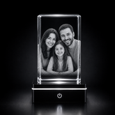 Cristal Foto Personalizat cu Bază LED RGB și Cutie Cadou – Poza Ta Gravată în Interior