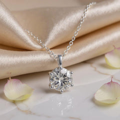 Colier din Argint 925 cu Diamant Moissanit de un Carat - Sentimente Gravate