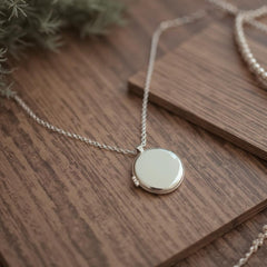 Pandantiv Rotund din Argint 925 cu Poze și Mesaj Personalizat