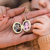 Pandantiv Oval Placat cu Aur 18K -cu poze in interior si mesaj personalizat Gravura + Cadou - Sentimente Gravate