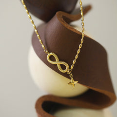 Brățara „Infinit Auriu” cu Charm Stea – Brățară Reglabilă Mana / Picior - Sentimente Gravate