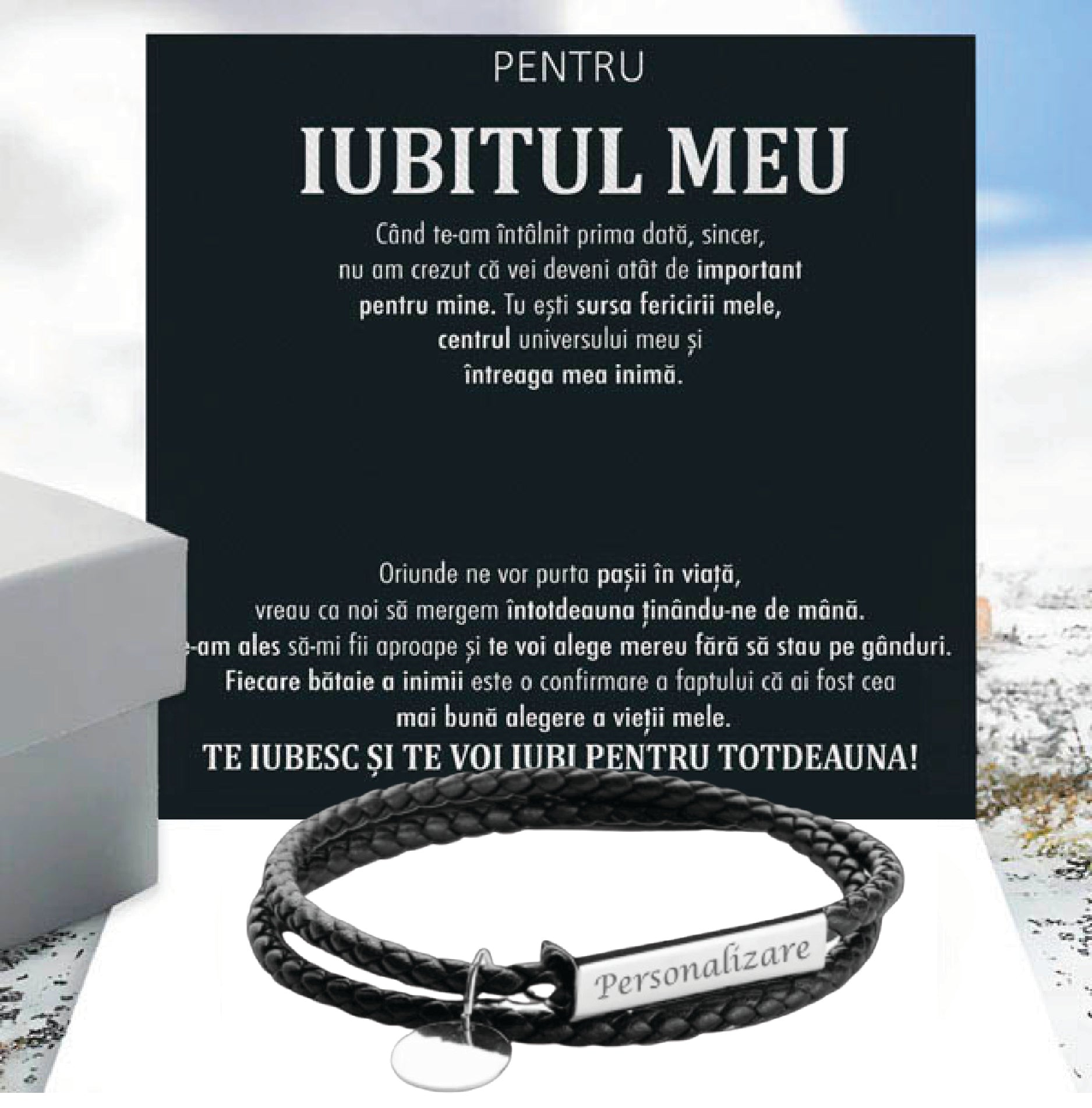 de la Iubita pentru Iubit | Bratara Piele Tores - Sentimente Gravate