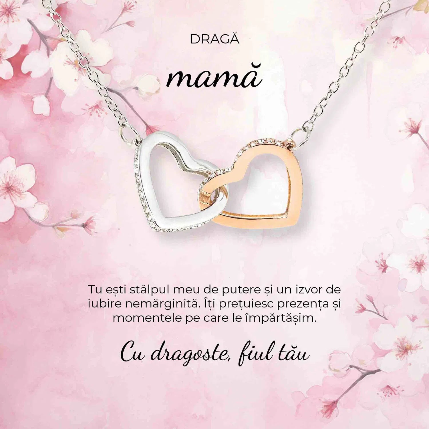 De la fiu pentru mama | Josey - Felicitare Visinie - Sentimente Gravate