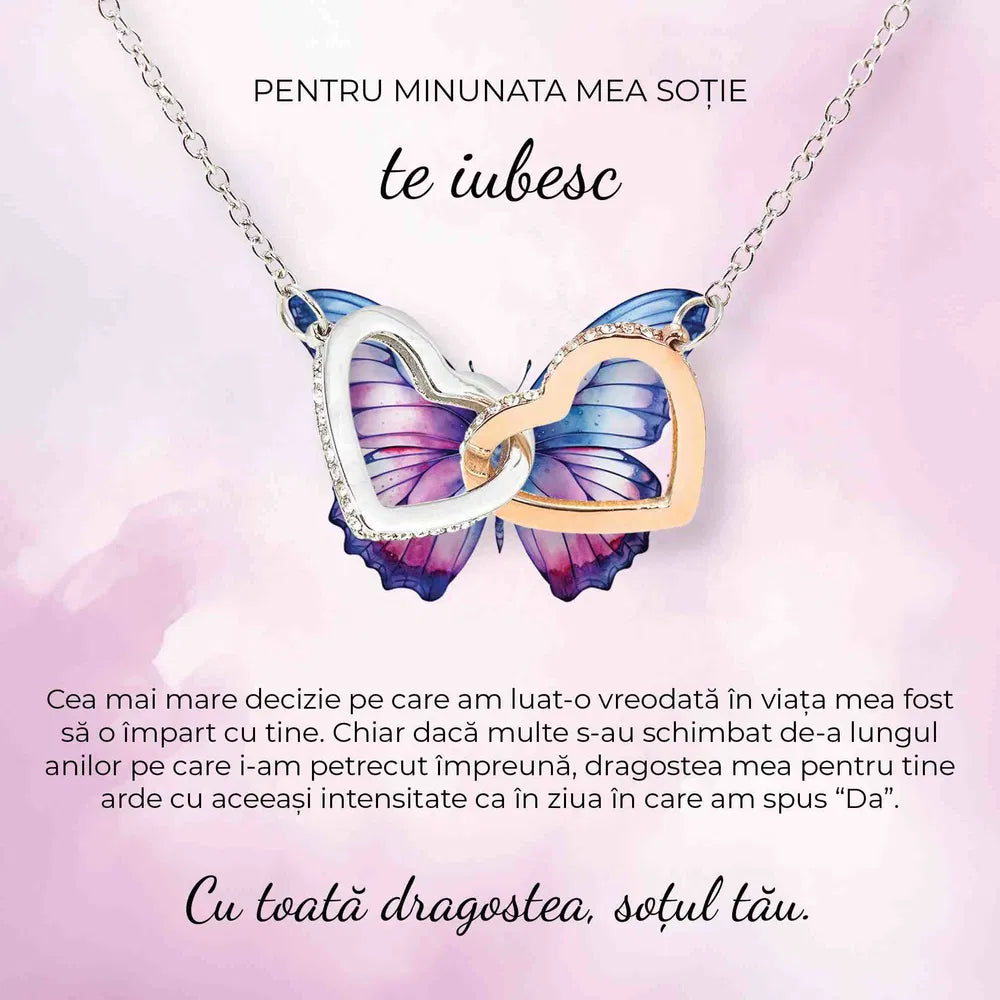 De la Sot pentru Sotie| Felicitare Fluture Violet - Sentimente Gravate