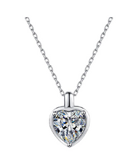 Colier Argint Inimă de Lumină cu diamant Moissanite de 1 Carat