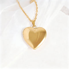 Pandantiv Inima Placat cu Aur 18K -cu poze in interior si mesaj personalizat Gravura