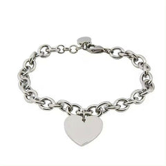 Bratara Argintie de dama cu inimioara personalizata - Sentimente Gravate