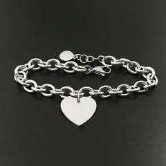Bratara Argintie de dama cu inimioara personalizata - Sentimente Gravate