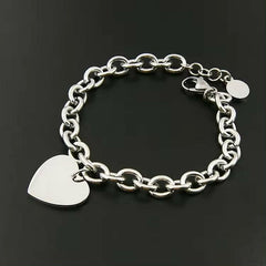 Bratara Argintie de dama cu inimioara personalizata - Sentimente Gravate