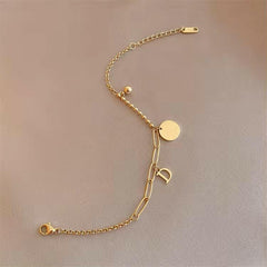 Bratara Personalizata Placata cu Aur 18K cu Banut + Cadou - Sentimente Gravate