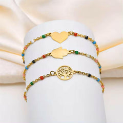 Bratara Placata cu Aur 18K cu margele - Sentimente Gravate