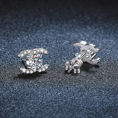 Cercei Argint Aura Eternă cu diamant Moissanite de 0.5 Carate - Sentimente Gravate