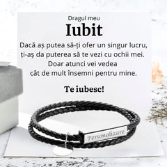 de la Iubita pentru Iubit | Bratara Piele Tori - Sentimente Gravate