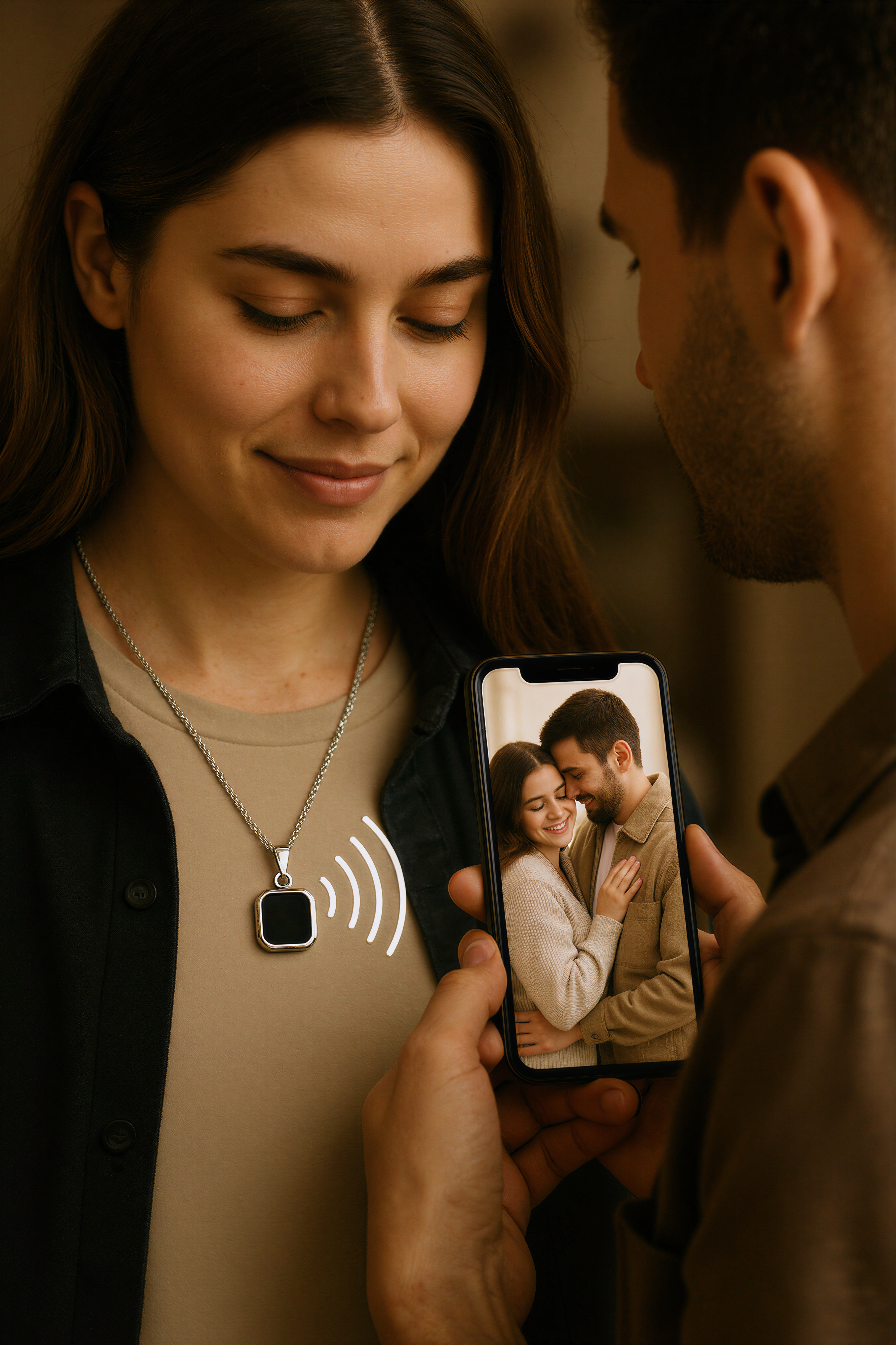 Colier Smart Personalizat cu Sidef – Bijuterie Elegantă care Păstrează Amintiri - Sentimente Gravate