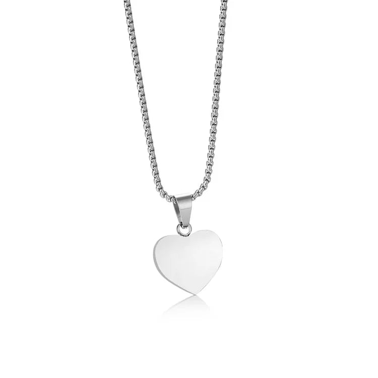 Lant cu Pandantiv Inima Argintiu -personalizat + Cadou - Sentimente Gravate