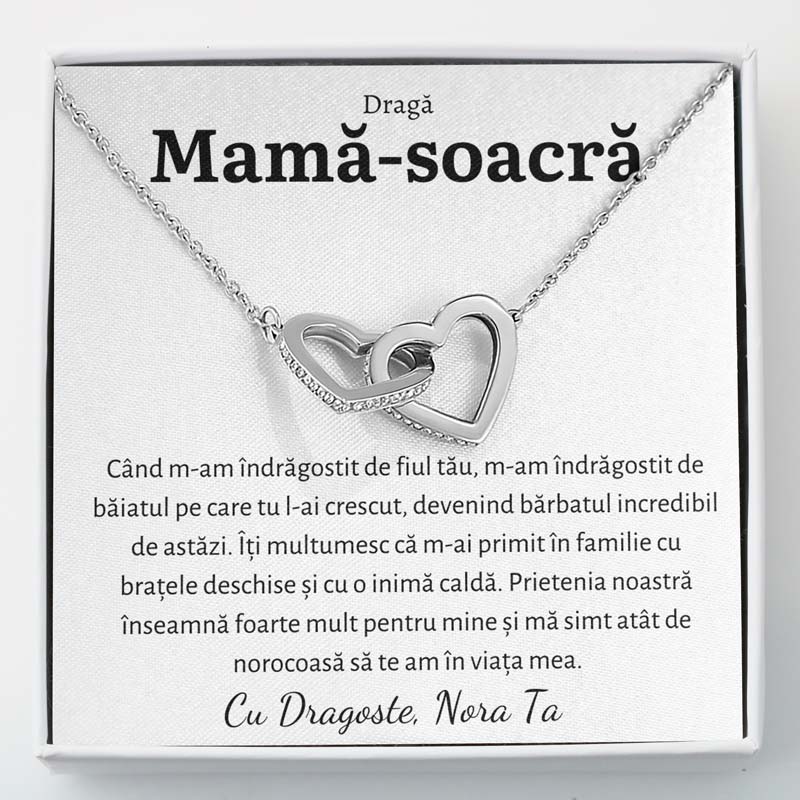 Cadou Mama Soacra- Colier Inimi Nora - Sentimente Gravate