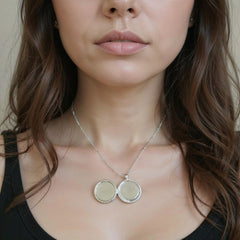 Pandantiv Rotund din Argint 925 cu Poze și Mesaj Personalizat