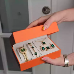 Set de lux Olivia de dama cu ceas, bratara, colier, cercei si inel - Sentimente Gravate