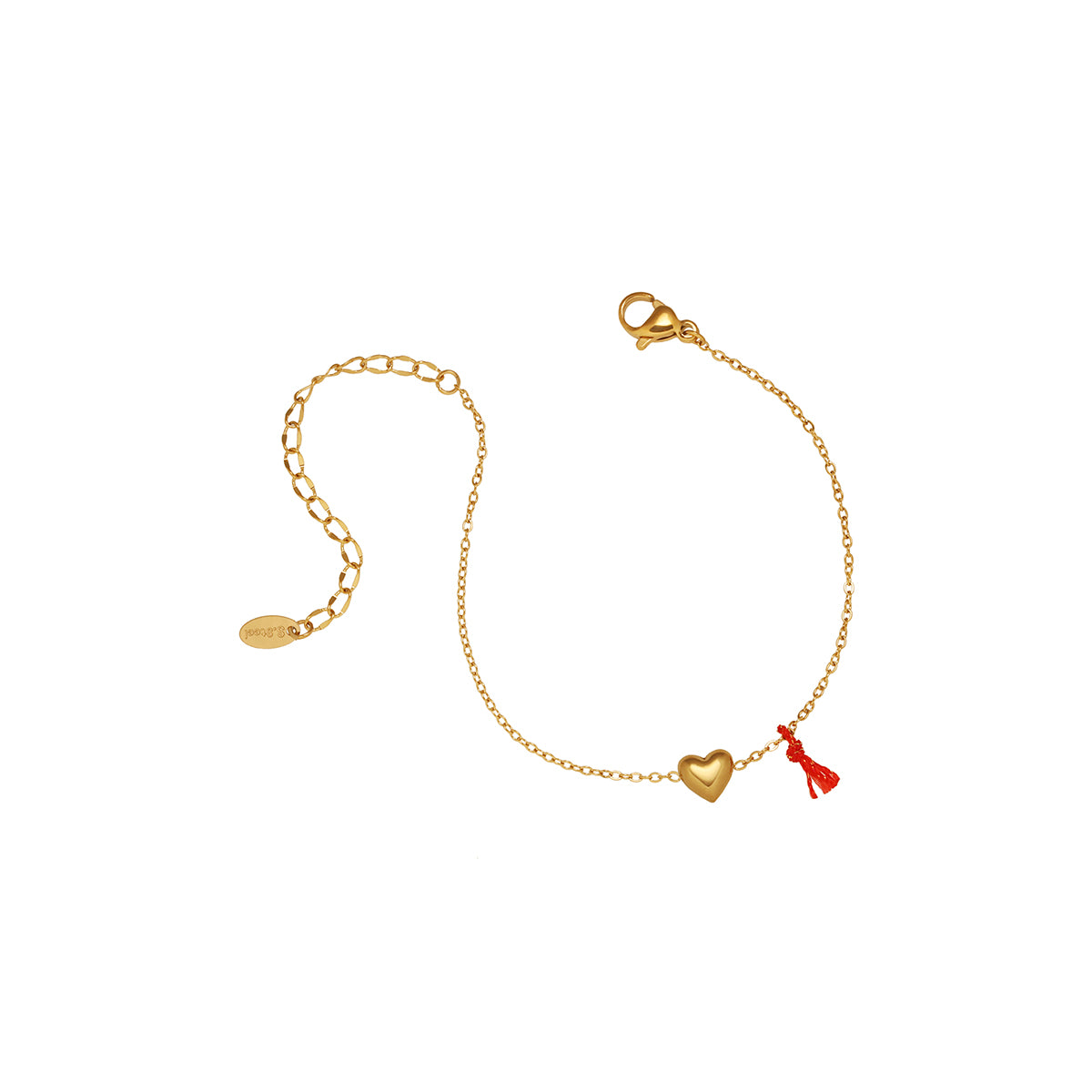 Brățara „Amor Auriu” cu Inimioară și Talisman Roșu - Sentimente Gravate