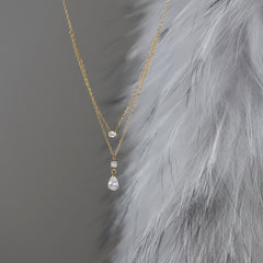 Colier „Lacrima de Cristal” cu Lanț Y și Zirconiu