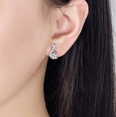 Cercei Argint Lacrima Stelei cu Diamant Moissanite de 0.5 Carate