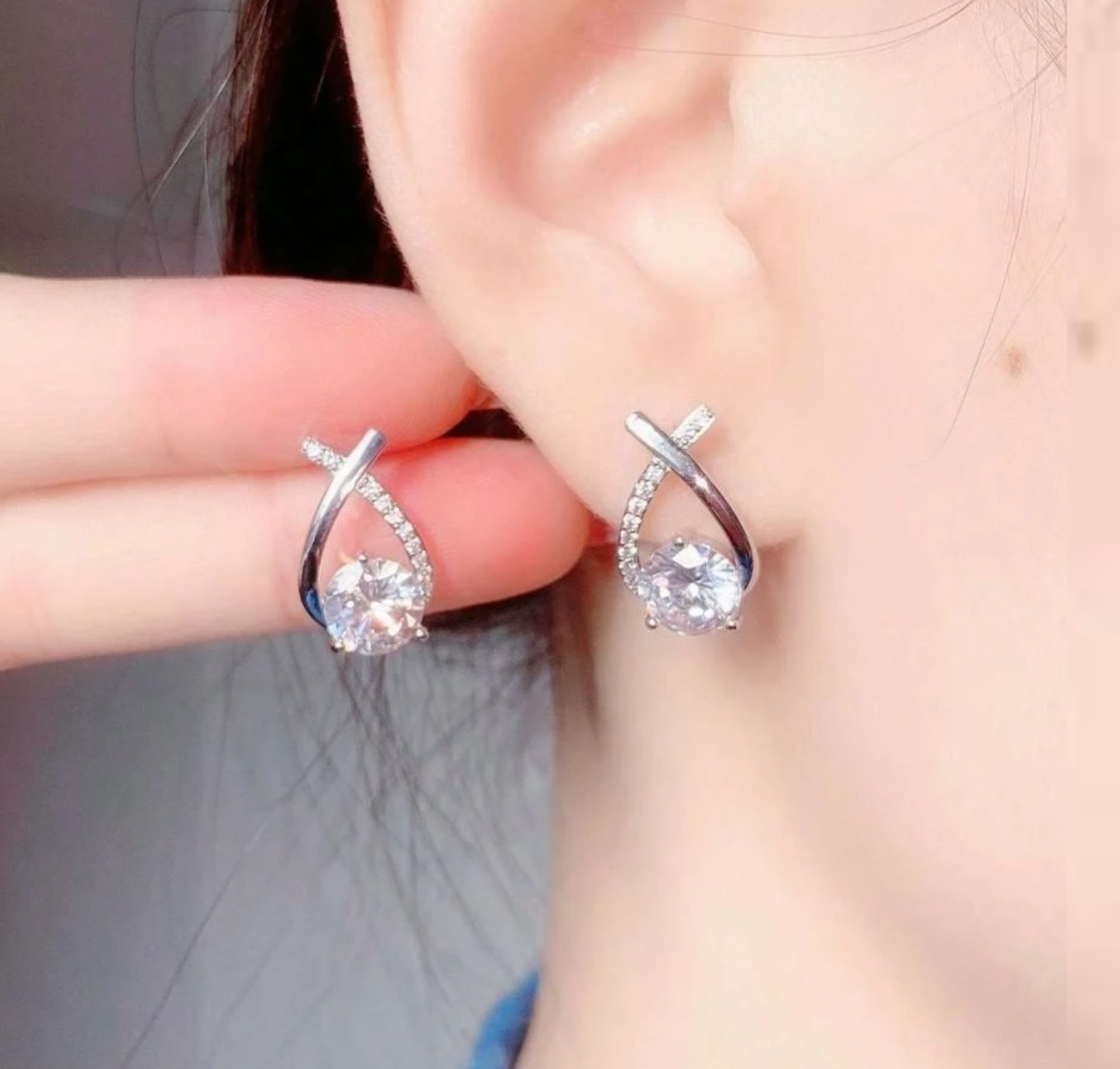 Cercei Argint Lacrima Stelei cu Diamant Moissanite de 0.5 Carate - Sentimente Gravate