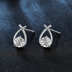 Cercei Argint Lacrima Stelei cu Diamant Moissanite de 0.5 Carate