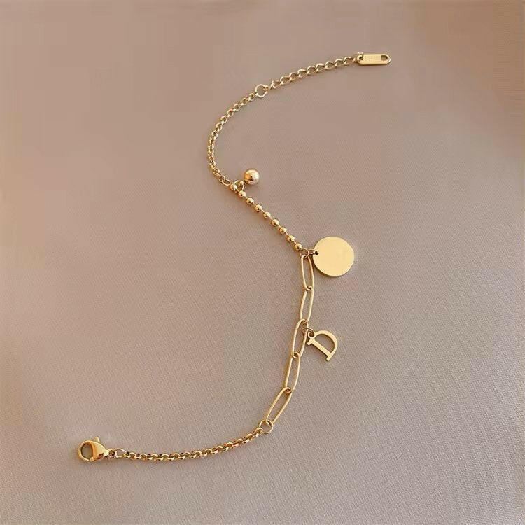 Bratara Personalizata Placata cu Aur 18K cu Banut + Cadou - Sentimente Gravate