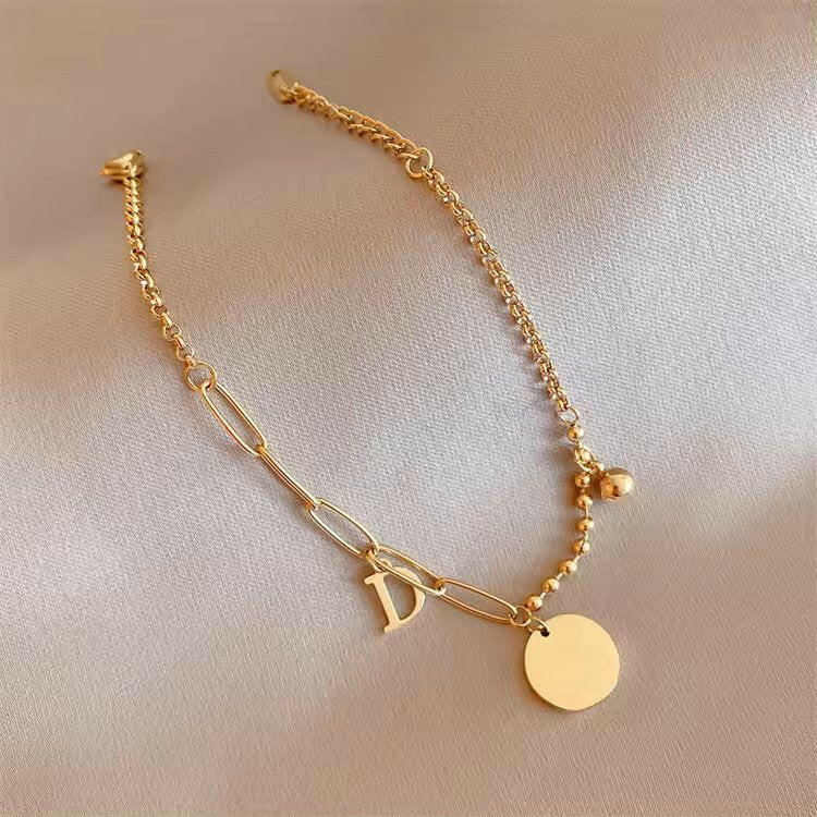 Bratara Personalizata Placata cu Aur 18K cu Banut + Cadou - Sentimente Gravate