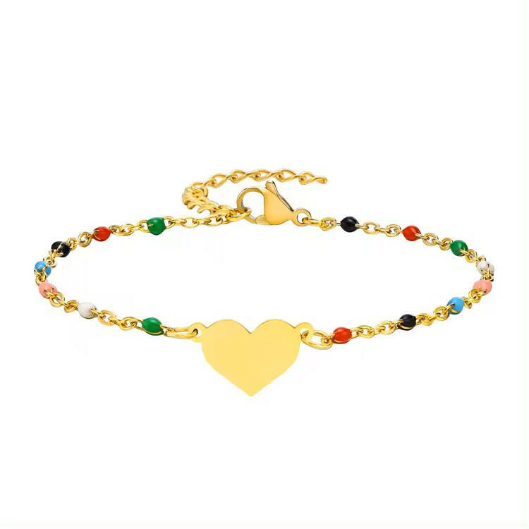 Bratara Placata cu Aur 18K cu margele - Sentimente Gravate