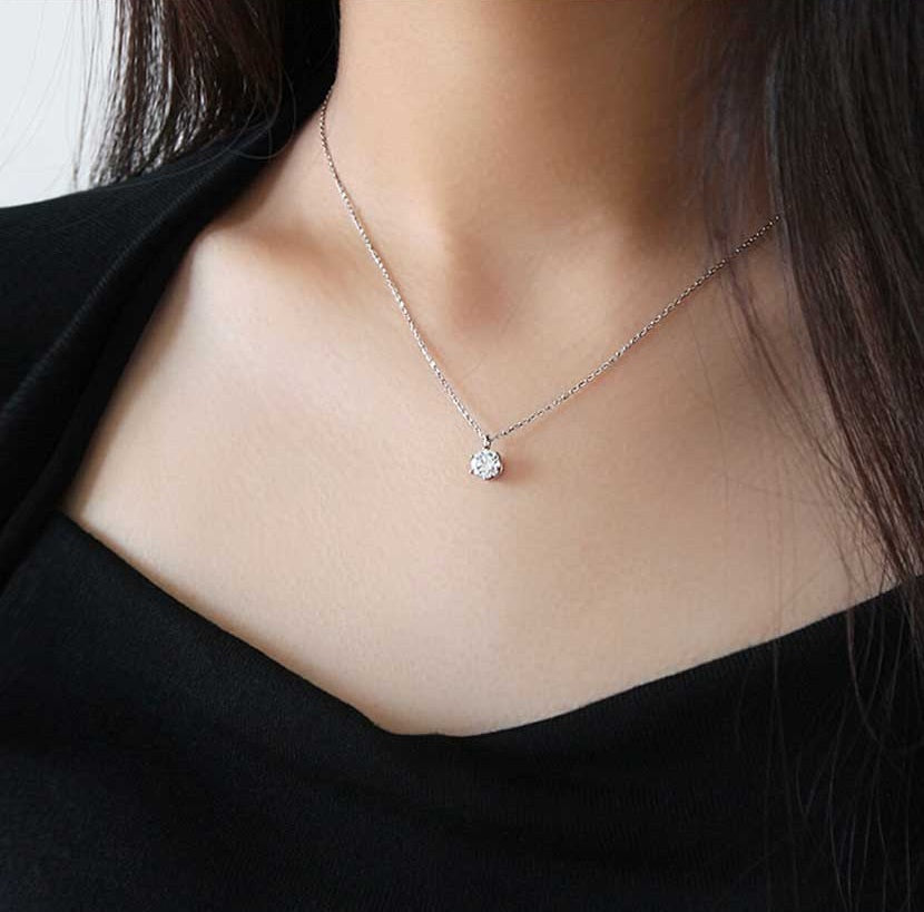 Colier din Argint 925 cu Diamant Moissanit de un Carat - Sentimente Gravate