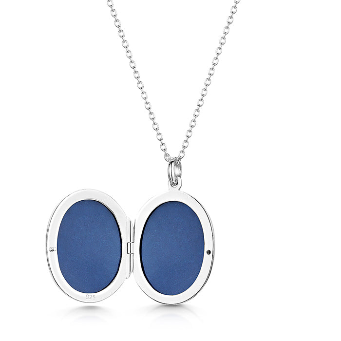 Pandantiv Oval din Argint 925 cu Poze și Mesaj Personalizat - Sentimente Gravate