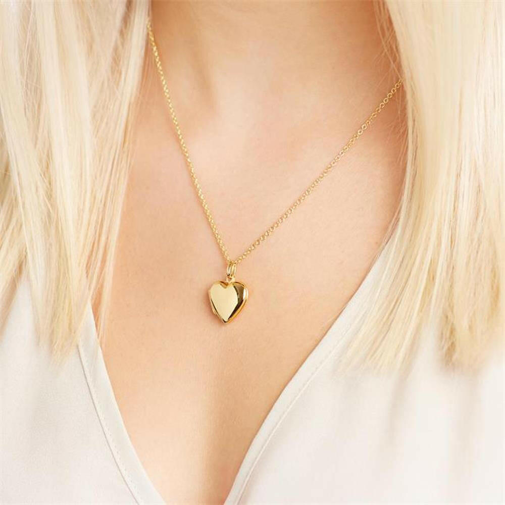 Pandantiv Inima Placat cu Aur 18K -cu poza in interior si mesaj personalizat Gravura + Cadou - Sentimente Gravate